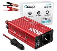 Odoga Inverter 12v 220v Auto - Convertitore 500W - Adattatore Presa Auto a Presa Accendisigari - Trasformatore per Automobile & Camper con Porte USB-A e USB-C da 3A