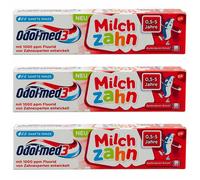 Odol med 3 Latte Dente Dentifricio 3x 50ml per Bambini 0,5 - 5 Anni -1000ppm