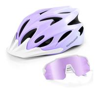 Odoland Casco da Bici Flash con Occhiali da Ciclismo Casco da Ciclismo per Adulti per Bici da Strada Mountain Bike Caschi a 360° Leggero e Regolabile per Uomini e Donne, Viola Sfumato