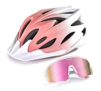 Odoland Casco da bici Flash con occhiali da ciclismo - Casco da ciclismo per adulti per bici da strada Mountain Bike - Casco da ciclismo leggero e regolabile per uomini e donne
