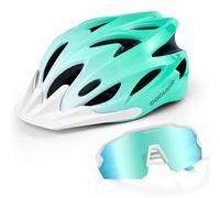 Odoland Casco da Bici Flash con Occhiali da Ciclismo Casco da Ciclismo per Adulti per Bici da Strada Mountain Bike Caschi a 360° Leggero e Regolabile per Uomini e Donne, Verde Sfumato