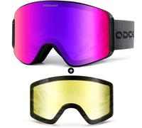 Odoland Kit di Maschera da sci con Lente Rimovibile, Lenti Intercambiabili Magnetico Senza Cornice, Occhiali da Sci Anti-nebbia con Protezione UV400, CS