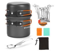 Odoland Kit di Pentole da Campeggio con Pentola e Padella in Lega di Alluminio, Fornellino Portatile e Cucchiaio Pieghevoli, Gavetta Scout per Campeggio Picnic Trekking