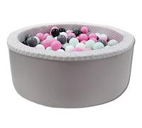 Odolplusz Vasca per palline da 90 x 30 cm, diametro 7 cm, per bambini con 200 palline colorate rotonde, diversi colori a scelta (grigio - ragazza)