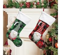 ODOOKON 2 PCS Calza di Natale 3D Grande Babbo Natale, gnomi Natalizi, Elfi, Calze di Natale da Appendere al Camino per la Famiglia Decorazione di Natale Xmas Character Holiday Party Decor