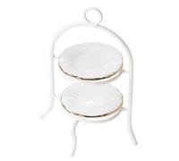 Odoria 1/12 Miniatura Alzate Dolci 2 Piani Accessori Casa Bambole, Bianco