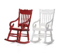 Odoria 1/12 Miniatura Sedia a Dondolo 2 Pezzi Accessori Casa delle Bambole Dollhouse Miniature Accessories, Bianco e Rosso