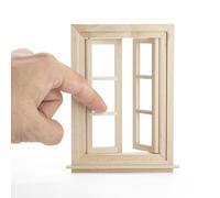 Odoria Casa delle Bambole Finestra Apertura: 1/12 Scala Miniatura Struttura Finestra 6 Griglie Mobili Legno non Verniciato - Mini Elemento Costruzione Modello DIY per Negozio Diorama