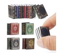 Odoria Casa delle Bambole Libro Vintage: 24 Pezzi 1/12 Scala Miniatura Quaderno Carta per Biblioteca Ufficio Scuola Vittoriano - Mini Materiale Scolastico Antico Retrò, Stile B