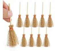 Odoria Casa delle Bambole Scopa Miniatura: 1/12 Scala Scopa di Saggina Strega Fate da Giardino Rustico - Mini Artigianato Decorativo Halloween 10 Pezzi