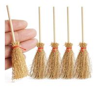 Odoria Casa delle Bambole Scopa Miniatura: 1/12 Scala Scopa di Saggina Strega Fate da Giardino Rustico - Mini Artigianato Decorativo Halloween 5 Pezzi