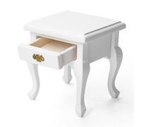 Odoria Miniatura Tavolini Laterali Comodini: Scala 1/12 Tavolo Bianco per Casa delle Bambole Salotto Camera da Letto - Mini Mobili Legno con Cassetto Francese Country