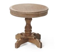 Odoria Miniatura Tavolini Laterali Comodini: Scala 1/12 Tavolo Rotondo per Casa delle Bambole Salotto Camera da Letto - Mini Mobili Legno Vintage con Piedistallo Rustico