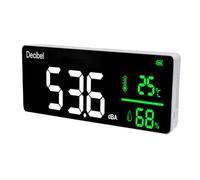 Odorkle Fonometro Misuratore di umidità, Temperatura e Rumore con Schermo LED da 11 Pollici con Visualizzazione del Tempo per il Cantiere di Casa Studio, Fabbrica, Ufficio, Aula