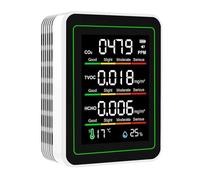 Odorkle Temperatura Umidità CO2 TVOC HCHO Monitor della qualità Dell'aria Interna, ZN MT11N Schermo LCD a Colori 5 in 1 NDIR, Bianco