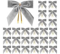 Odot 24Pezzi Fiocchi di Natale, per Albero Fiocco Regalo Decorazione Albero di Natale Decorazioni Festive per Ghirlanda/Casa/Finestra/Porta/Comunione (Grigio,9x9cm)