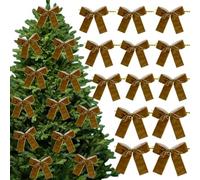 Odot 25 Pezzi Fiocchi di Natale, Fiocco Decorazione Albero di Natale Decorazioni Festive per Ghirlanda/Casa/Finestra/Porta/Comunione (Marrone,8.5X8.5cm)