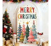 Odot 3D Natale Tessuto per Sfondo ad Arco, Sfondo ad Arco per Allestimenti in Tessuto Elastico per Tema di Natale, Festa di Decorare (Graziosa stampa a forma di foresta,5FT-65x150cm)