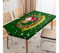 Odot 3D Natale Tovaglia Rettangolare con Bordo Elastico,4/6/8FT Copritavolo Lavabile Tavolo Panno per Esterno Picnic Sala da Pranzo Feste Cucina Giardino (6ft:183x76cm,Verde Scuro)