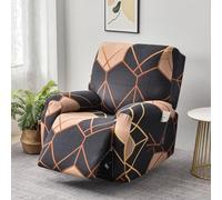 Odot 4 Pezzi Copripoltrona Relax Reclinabile, 3D Geometrico Poltrona Relax, Elasticizzato 1 Posto Copripoltrona con Tasche, Fodera Poltrona per Poltrona da Salotto (Grigio scuro,One Size)