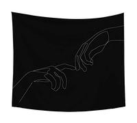 Odot Arazzi da Parete, Bianco Nero Moderno Linea Tapestry Wall Arte Murale Adatto Anche Come Tablecloth Telo da Spiaggia Tappeto Yoga Mat Decorazione Domestica (150x200cm,Nero)