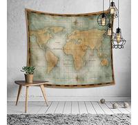 Odot Arazzi da Parete, Tapestry Wall Arazzo da Parete Arte Decorazione Murale Adatto Anche Come Tablecloth Telo da Spiaggia Tappeto Yoga Mat Decorazione Domestica (130x150cm,Mappa del Mondo B)