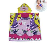 Odot Asciugamano Poncho da Bambino, Cartone Animato Accappatoio Microfibra Asciugatura Rapida per Spiaggia Robe Kids con Cappuccio a Forma (60x120cm,Principessa)