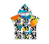 Odot Asciugamano Poncho da Bambino, Cartone Animato Accappatoio Microfibra Asciugatura Rapida per Spiaggia Robe Kids con Cappuccio a Forma (60x80cm,Graffiti)