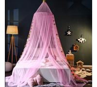 Odot Baldacchino per Letto Bambina, Cupola Rotonda Culla Decorazione Cameretta, Asilo Nido Culla Tenda Appesa Zanzariera Bambini Decorazione Angolo Lettura (Rosa,65 * 220 * 1000cm)
