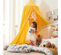 Odot Baldacchino per Letto Bambina, Cupola Rotonda Culla Decorazione Cameretta, Asilo Nido Culla Tenda Appesa Zanzariera Bambini Decorazione Angolo Lettura (Giallo,60x250x400cm)