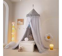 Odot Baldacchino per Letto Bambina, Doppio Strato Letto Baldacchino Culla Ereditiera, Morbido e Leggero Tenda Contro le Punture di Zanzara per Lettino, Culla, Decorazione (grigio)