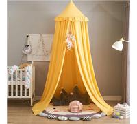 Odot Baldacchino per Letto Bambina, La Moda Letto Baldacchino Culla Ereditiera, Tenda Colori Solidi Contro le Punture di Zanzara per Lettino, Culla, Decorazione (65cm,Giallo)