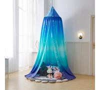 Odot Baldacchino per Letto Bambina, Notte Stellata Letto Baldacchino Culla Ereditiera, Tenda Colori Solidi Contro le Punture di Zanzara per Lettino, Culla, Decorazione (Acquamarina,65cm)