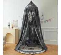 Odot Baldacchino per Letto Bambina, Notte Stellata Letto Baldacchino Culla Ereditiera, Tenda Colori Solidi Contro le Punture di Zanzara per Lettino, Culla, Decorazione (Stelle nere,65cm)