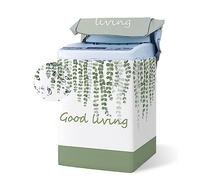 Odot Cacopertura Lavatrice Carica Dall'alto, Copertura Lavatrice per Esterno con Cerniera, Interni Esterni Impermeabile Antipolvere Resistente Fodera per lavatrice (foglie verdi,S Capacità 4,5-5,5 kg)