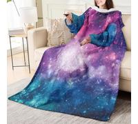 Odot Coperta con Maniche Donna Uomo, Coperta da Viaggio con Maniche Lunghe Grande Copertina Invernale Calda Leggero per Le Notti Invernali sul Divano (Nuvole stellate,150x200cm)