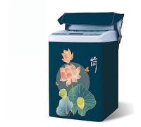 Odot Copertura Lavatrice per Asciugatrice, Coprilavatrice per Lavatrice a Carica Dall'alto con Cerniera, Interni Esterni Antipolvere Impermeabile Fodera per Lavatrice (XL,Fiore di Loto)