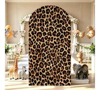 Odot Copertura per Arco di Sfondo, Tessuto Elastico in Spandex Chiara Background per Decorazione Matrimonio, Festa di Compleanno, Pannello Sfondo Fotografico (7.2FT-122x220cm,Leopardo 2)