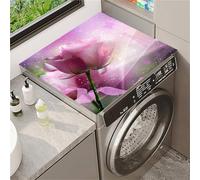 Odot Copri Lavatrice, Copertura per Lavatrice Morbido e Ritagliabile, Coprilavatrice Tappetino in Diatomee Universale, per Lavatrici, Asciugatrici, Cucine, Bagni (Rose a farfalla,40x50cm)