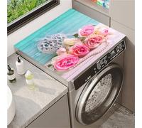 Odot Copri Lavatrice, Copertura per Lavatrice Morbido e Ritagliabile, Coprilavatrice Tappetino in Diatomee Universale, per Lavatrici, Asciugatrici, Cucine, Bagni (Rose a collana,50x60cm)