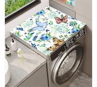 Odot Copri Lavatrice, Copertura per Lavatrice Morbido e Ritagliabile, Coprilavatrice Tappetino in Diatomee Universale, per Lavatrici, Asciugatrici, Cucine, Bagni (Giardino di farfalle,50x50cm)