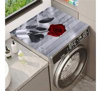 Odot Copri Lavatrice, Copertura per Lavatrice Morbido e Ritagliabile, Coprilavatrice Tappetino in Diatomee Universale, per Lavatrici, Asciugatrici, Cucine, Bagni (Rose rosse,40x50cm)