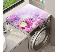 Odot Copri Lavatrice, Copertura per Lavatrice Morbido e Ritagliabile, Coprilavatrice Tappetino in Diatomee Universale, per Lavatrici, Asciugatrici, Cucine, Bagni (Rose a bolle,50x50cm)