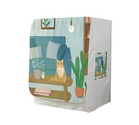 Odot Copri Lavatrice Esterni,Coprilavatrice da Esterno Impermeabile,Copertura per Lavatrice e Asciugatrice con Aperture Frontali,Antipolvere Anti Sunlight (Gatto Giallo,M-capacità 8-9kg)