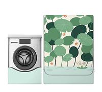 Odot Copri Lavatrice Esterni, Coprilavatrice da Esterno Impermeabile, Copertura per Lavatrice e Asciugatrice con Aperture Frontali, Antipolvere Anti Sunlight (M-capacità 8~10 kg,Foglia di Loto)