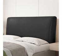 Odot Copri Testata Letto Matrimoniale, Pelle sintetica impermeabile Copri Testiera Letto Imbottita, Copertura Testiera Letti Singoli Elastico, Stretch, Lavabile (Nero,180-200cm)