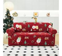 Odot Copridivano 4/3/2/1 Posti, Babbo Natale Copridivano Elasticizzato Universale, Copri Divano AntiGraffio, Copri Divano con Braccioli, Fodera Divano Lavabile Antiscivolo (Regalos,2 posti)