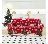 Odot Copridivano 4/3/2/1 Posti, Babbo Natale Copridivano Elasticizzato Universale, Copri Divano AntiGraffio, Copri Divano con Braccioli, Fodera Divano Lavabile Antiscivolo (Arbol de Navidad,2 posti)