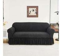 Odot Copridivano 4/3/2/1 Posti Elasticizzato, Jacquard Graffiti Copridivano Elasticizzato Universale, Copri Divano Antigraffio, Copri Divano con Braccioli Lavabile Antiscivolo (Nero,1 posto)