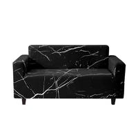 Odot Copridivano 4/3/2/1 Posti,Moda Stampa Marmo Copridivano Elasticizzato Universale, Copri Divano AntiGraffio, Copri Divano con Braccioli, Fodera Divano Lavabile Antiscivolo (1 Posti,Nero)